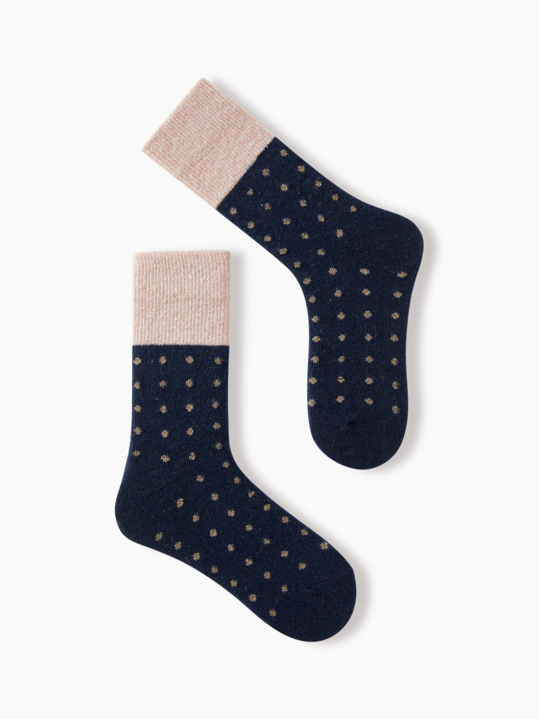 3 PAIRS TWO-TONE POLKA DOT WOOL-BLEND CREW SOCKS