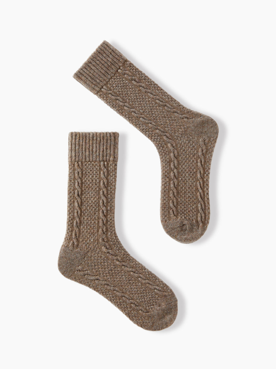 2 PAIRS CABLE WOOL-BLEND CREW SOCKS