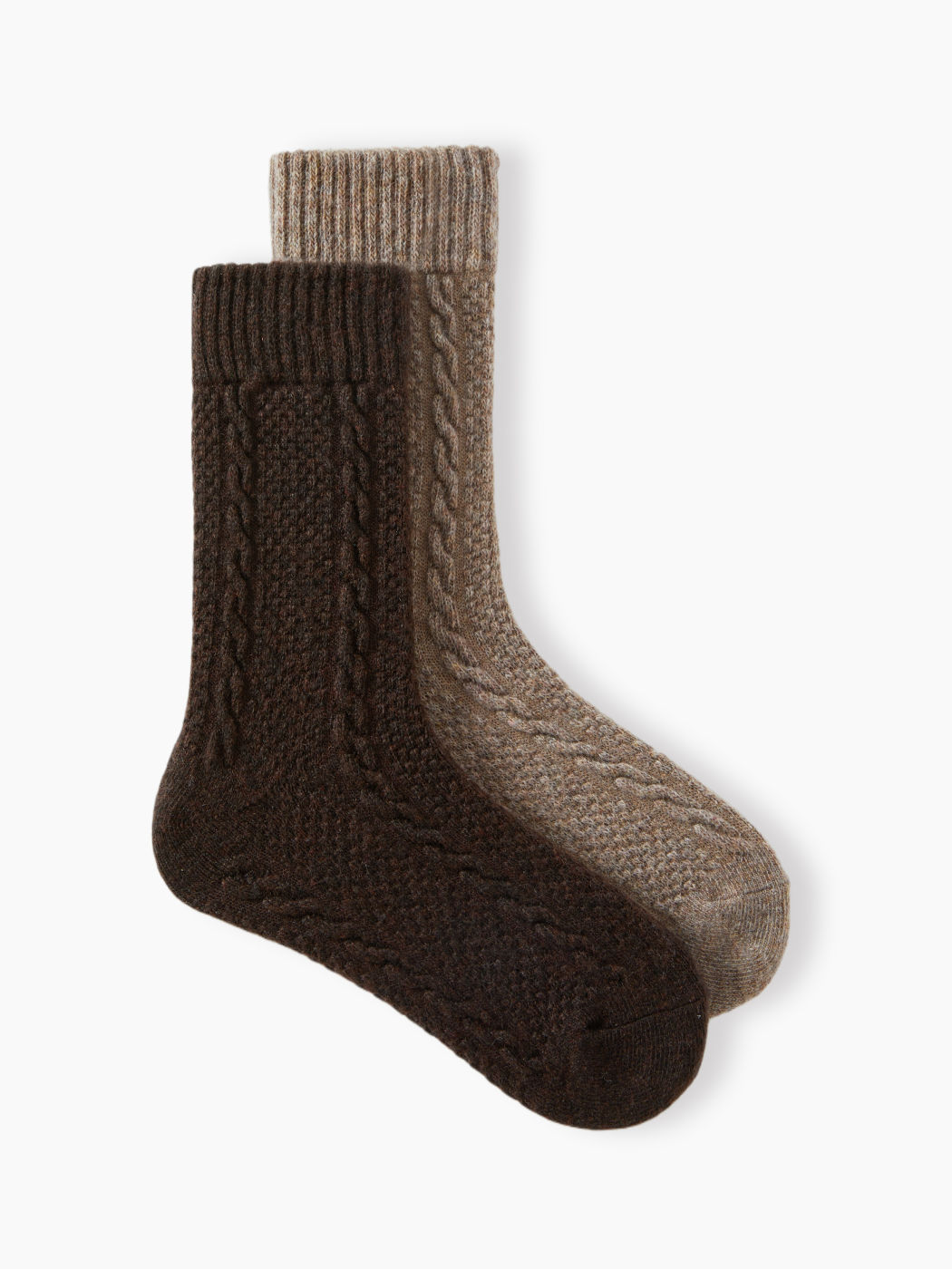 2 PAIRS CABLE WOOL-BLEND CREW SOCKS