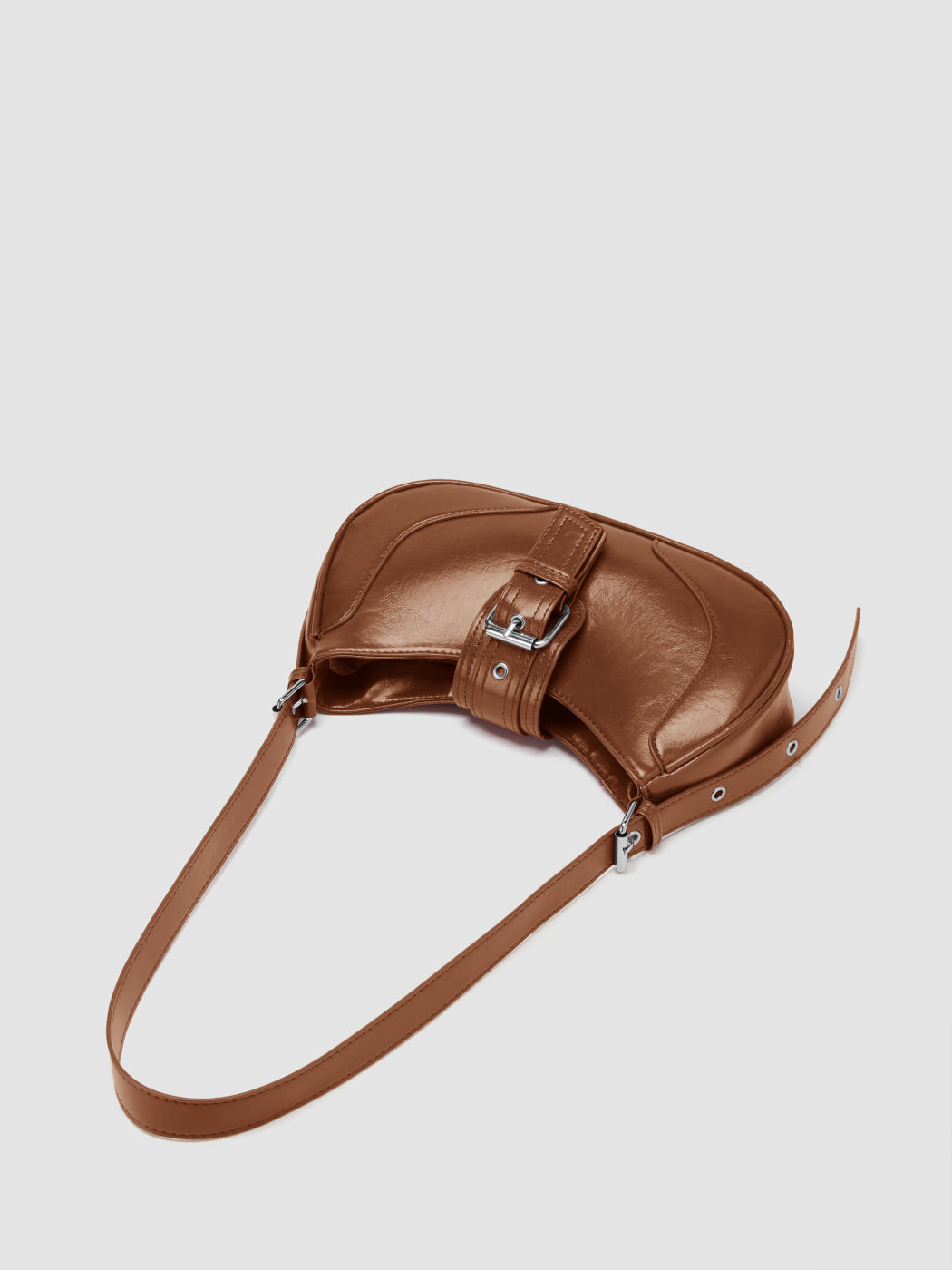 Distressed Texture Crescent Schultertasche