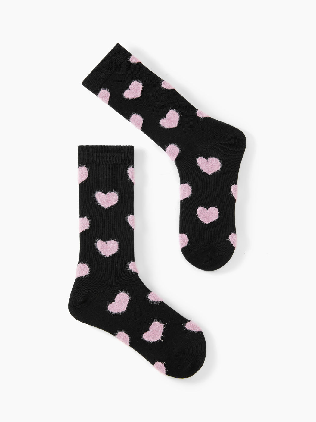 2 PAIRS HEART PRINT CREW SOCKS