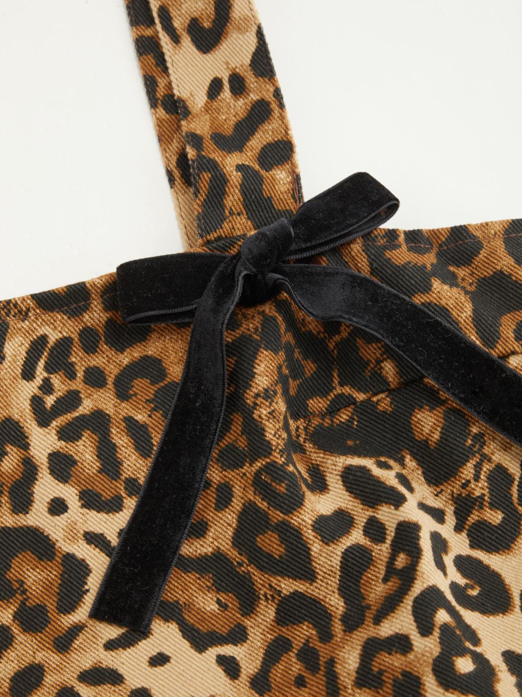 100% Cotton Leopard Bowknot Mini Dress