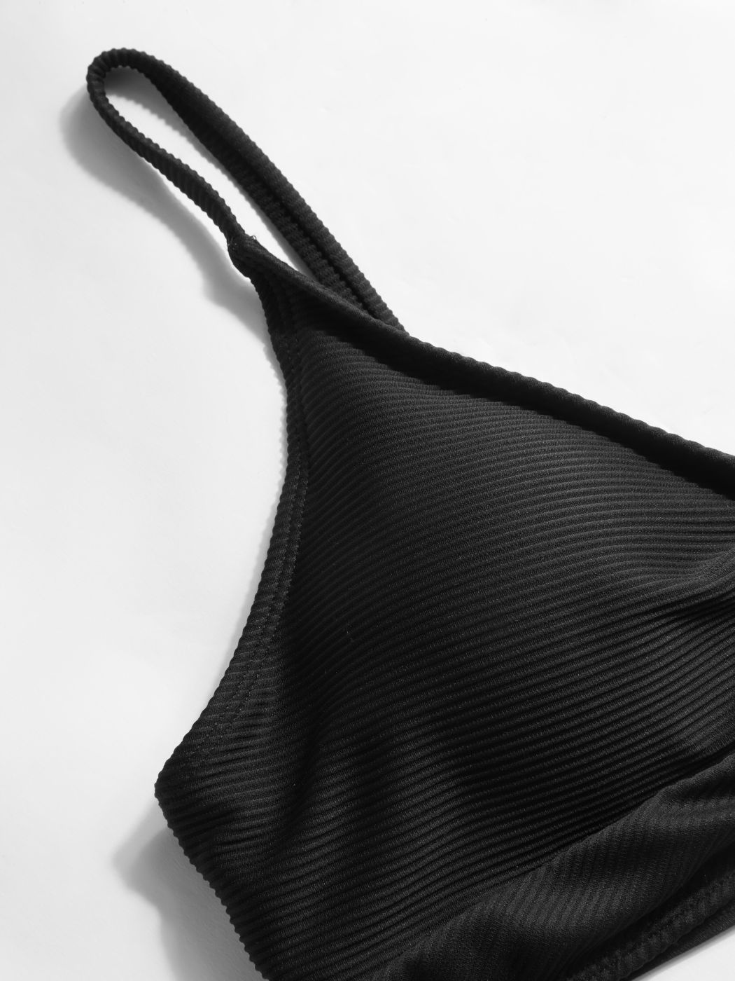 Rib Fabric V-neck Twist Triangle Full Coverage Bikini Set Curve & Plus