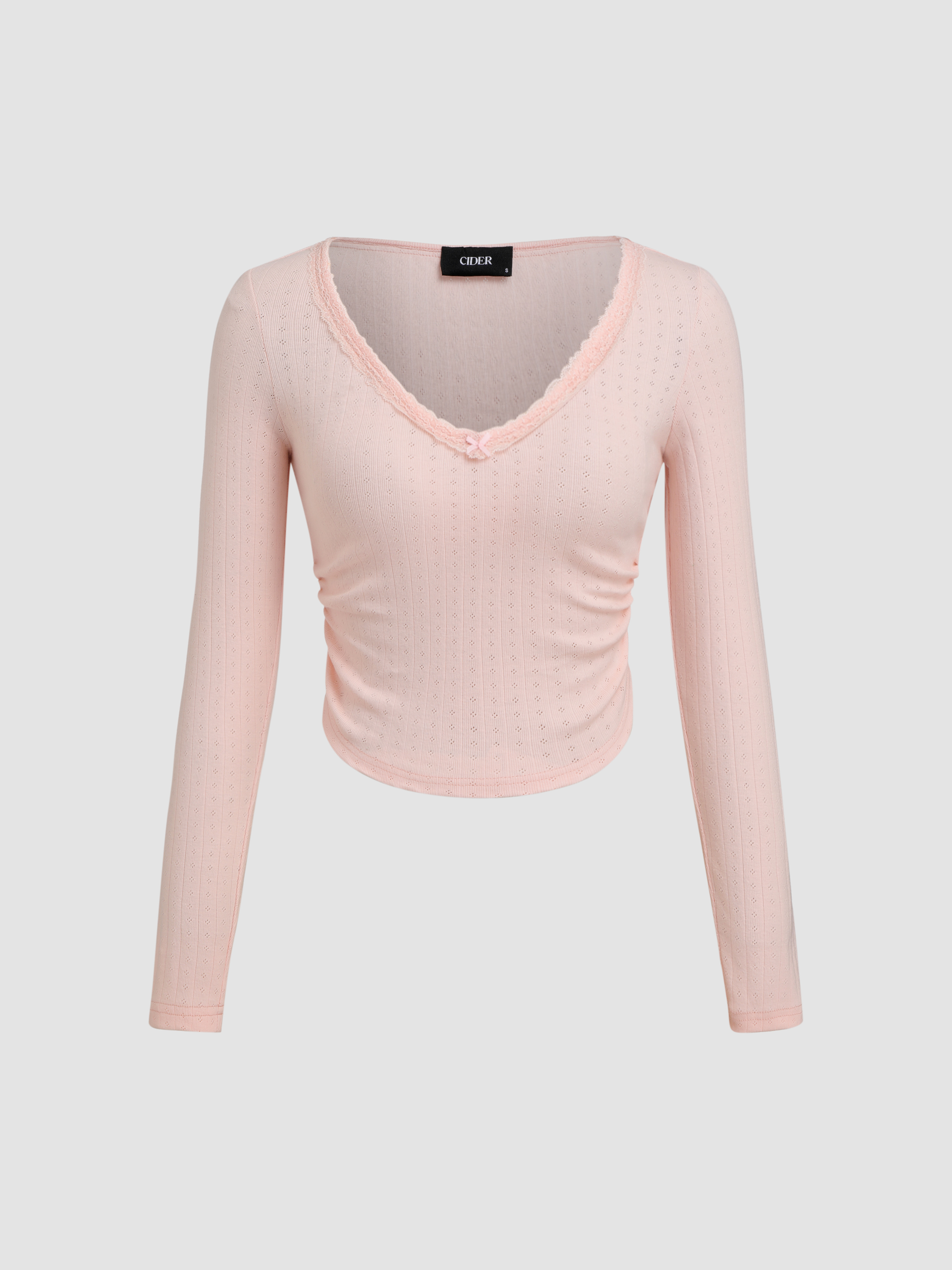 トップス AMBERGLEAM Mesh Knit Cotton V Neck KIC_120-5106-00404-150_prod1?