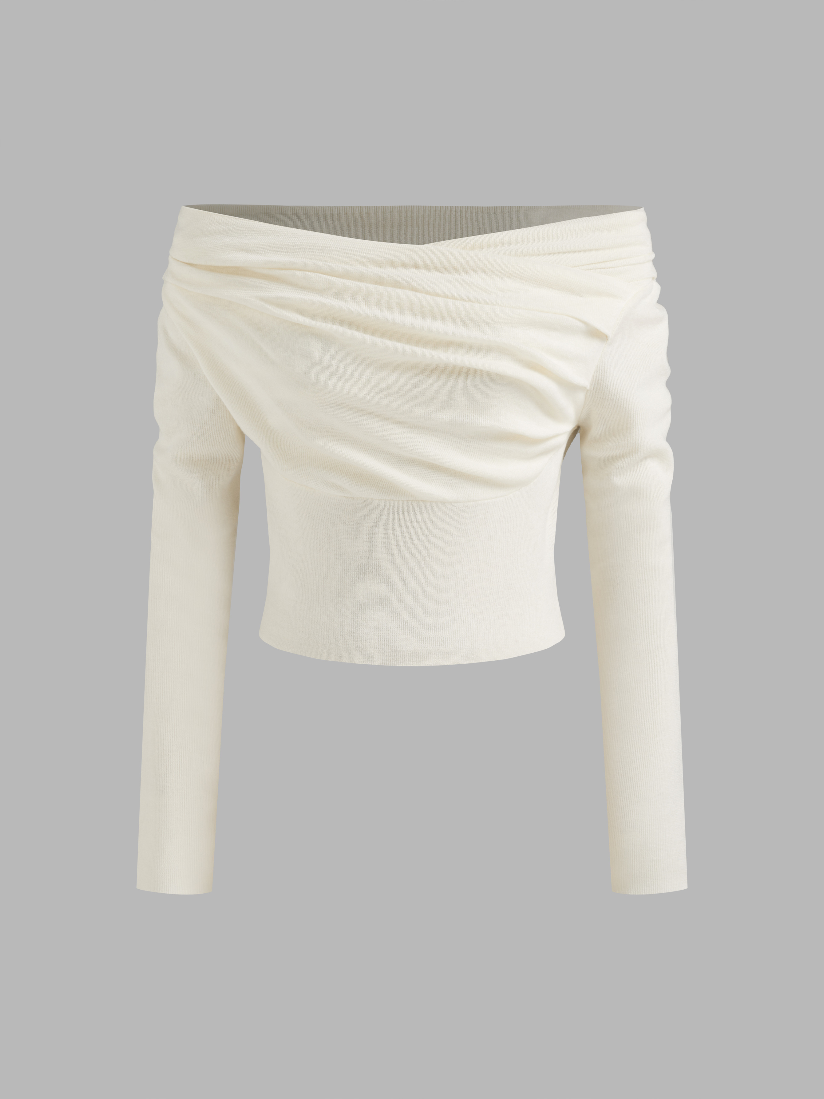 Knit Fabric Off-shoulder Two Tone Knotted Top For Date