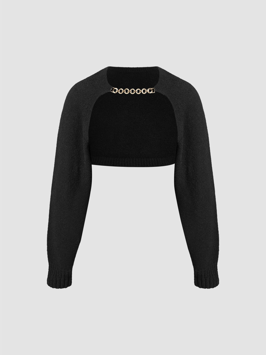Knit Chain Detail Crop Shrug & U-neckline Tank Top