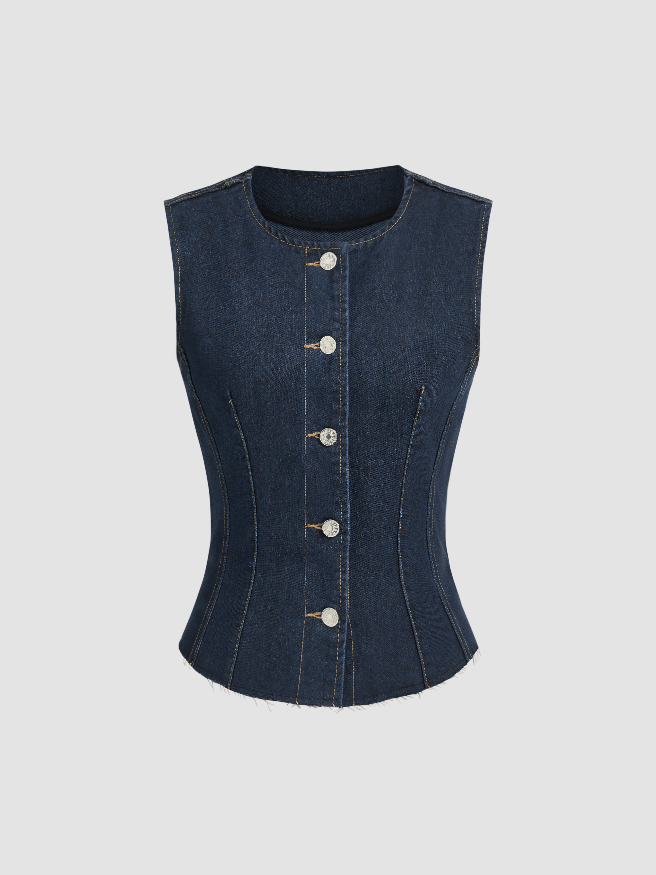 Denim Denim Button Up Waistcoat For Work