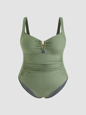 Shaping Ruched V Wired One Piece Swimsuit Curve & Plus