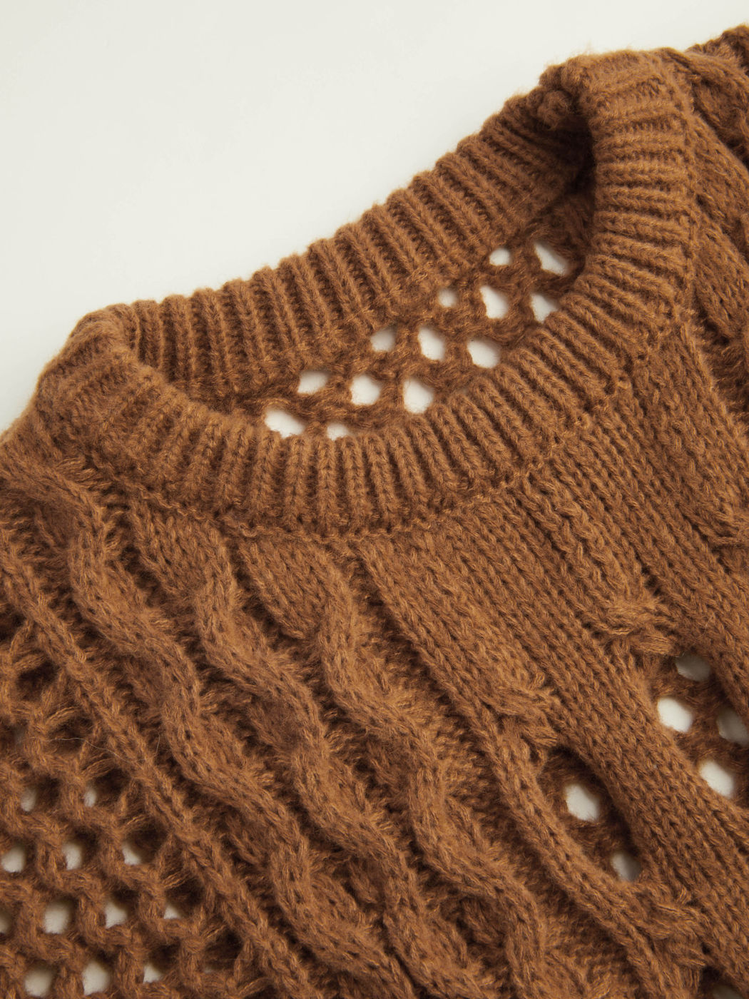Knit Round Neckline Hollow Out Long Sleeve Crop Top Curve & Plus
