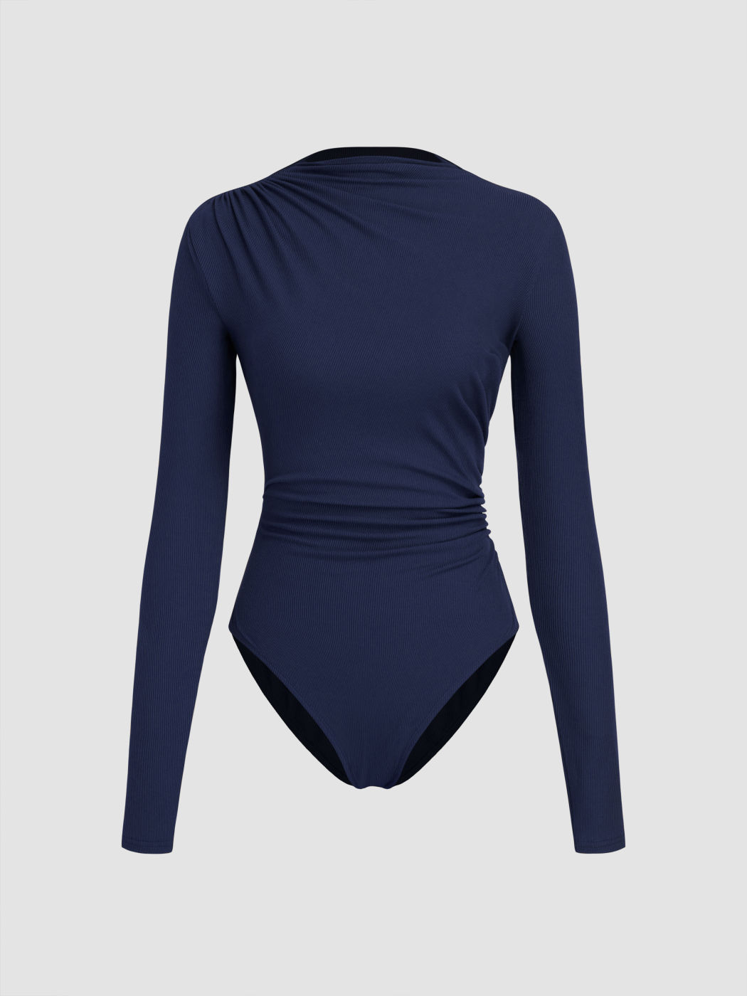 Stand Collar Ruched Bodysuit