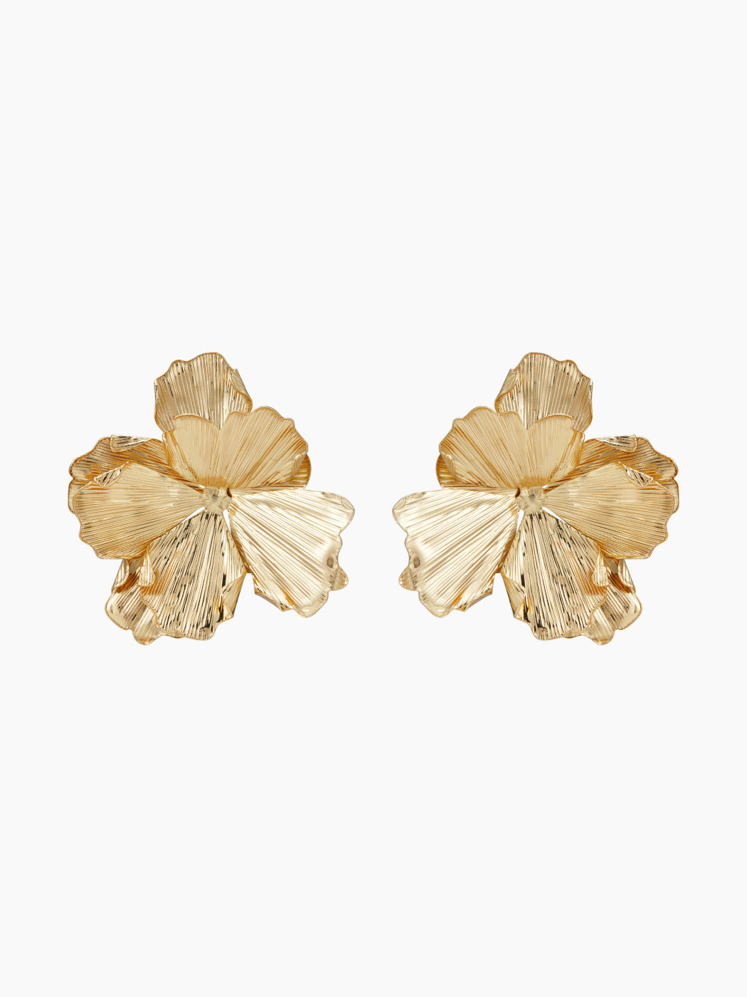 PLEATED FLOWER STUD EARRINGS