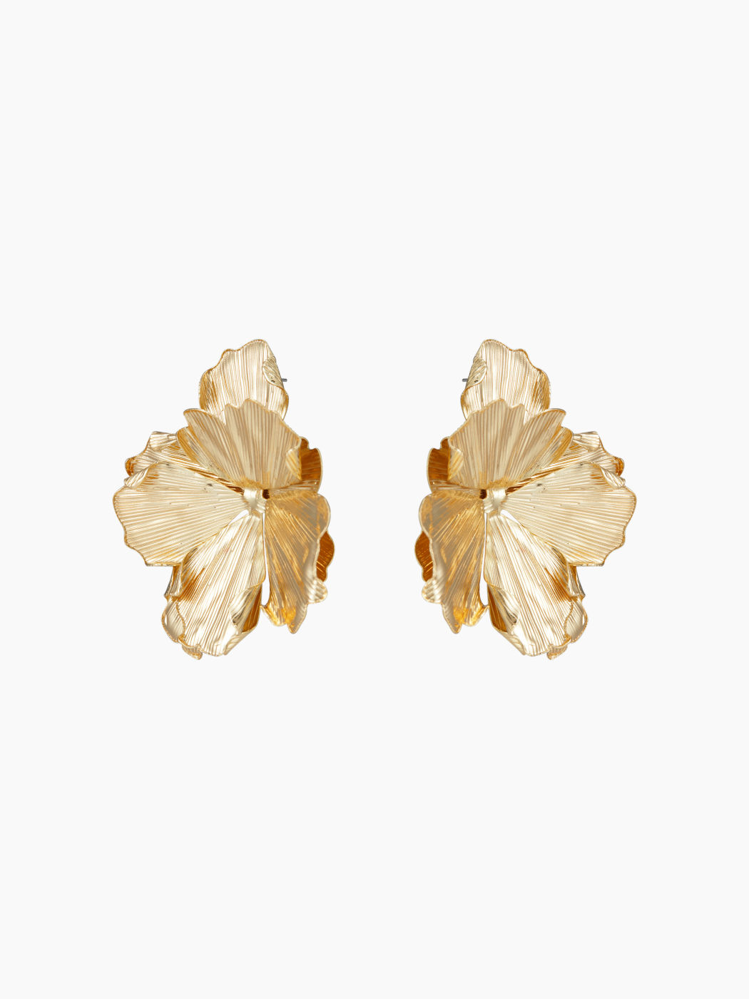 PLEATED FLOWER STUD EARRINGS