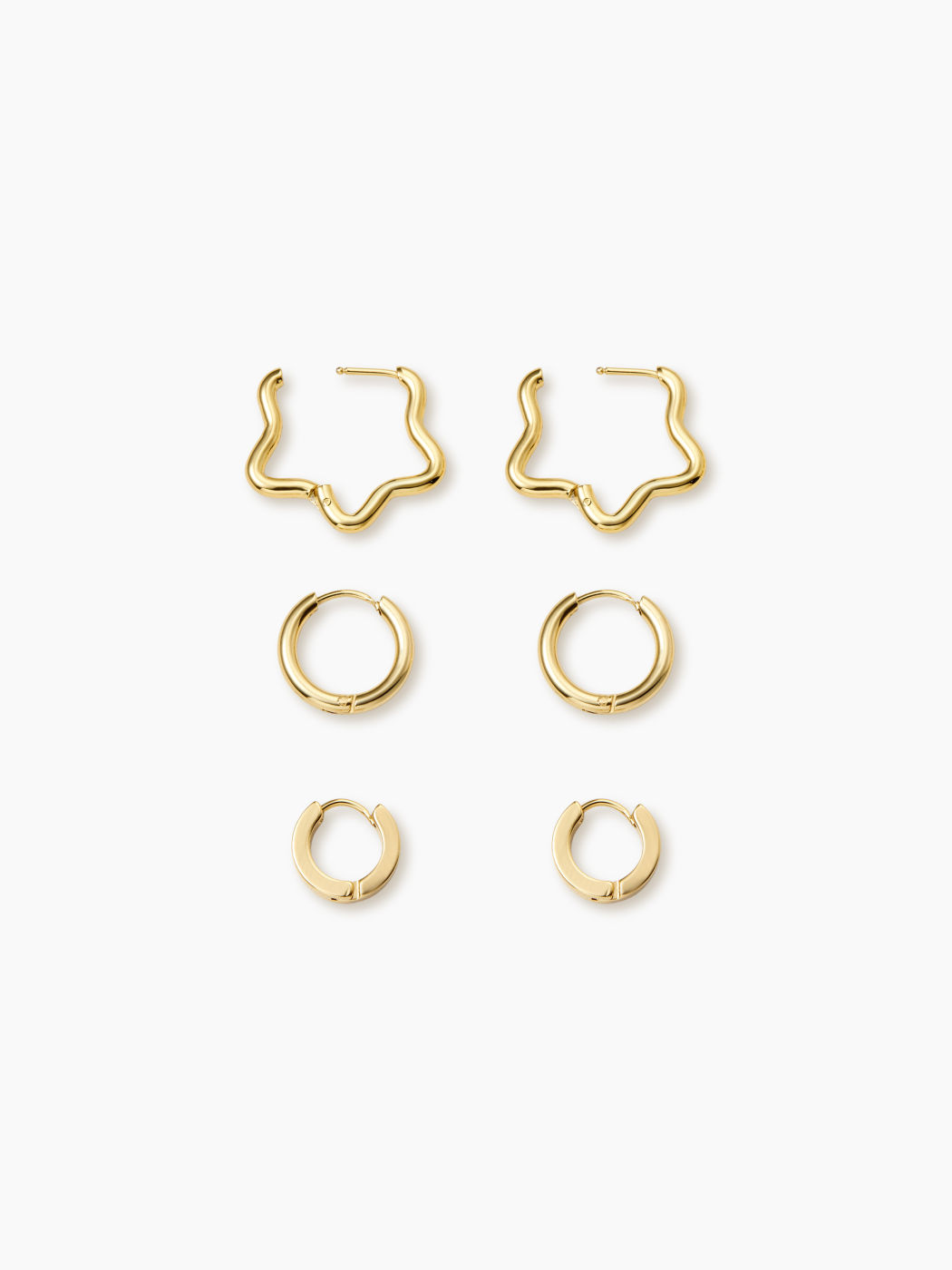 3 PAIRS GEOMETRIC HOOP EARRINGS SET