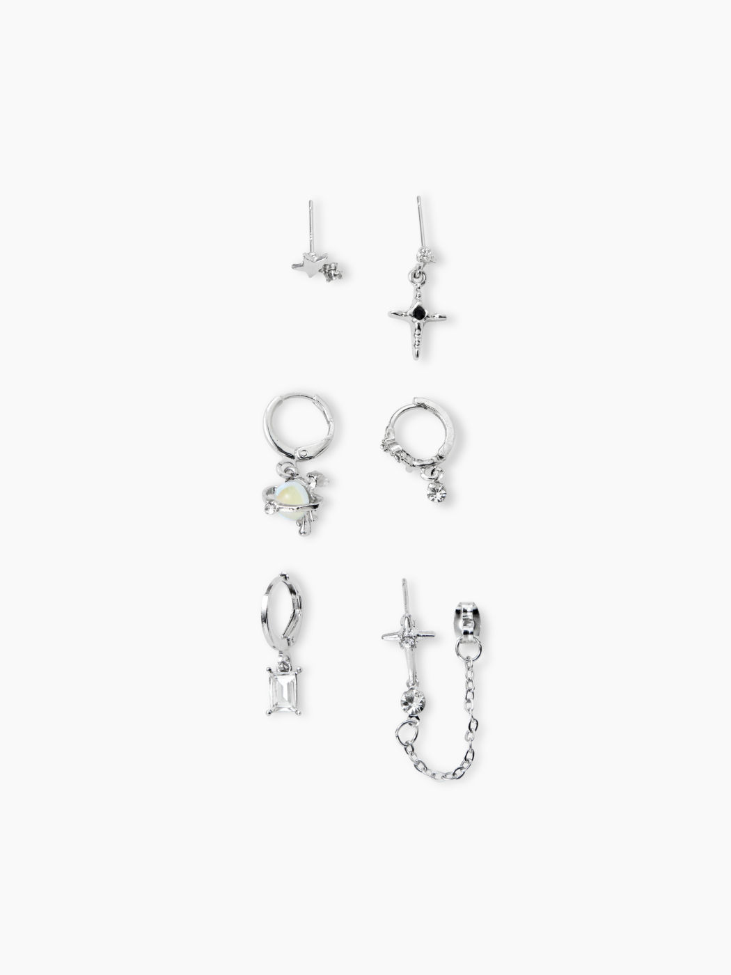 6PCS STAR & PLANET ZIRCON EARRINGS SET
