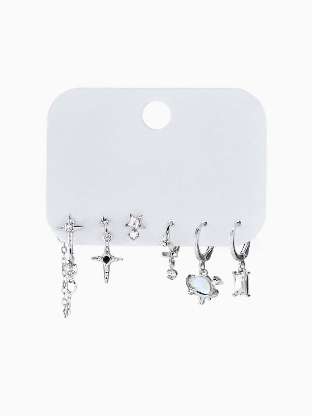 6PCS STAR & PLANET ZIRCON EARRINGS SET