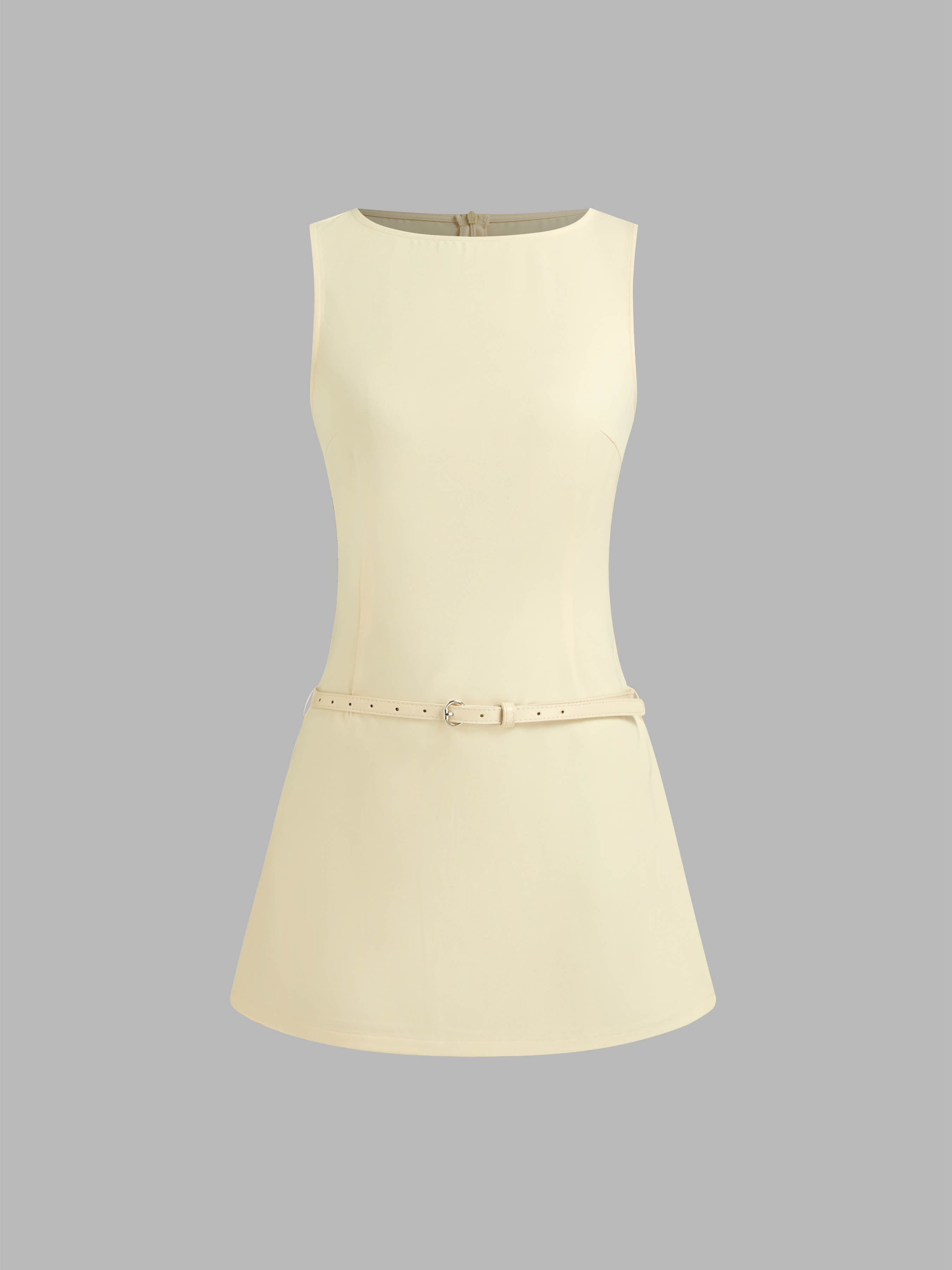 Robe mini à col bateau et ceinturée