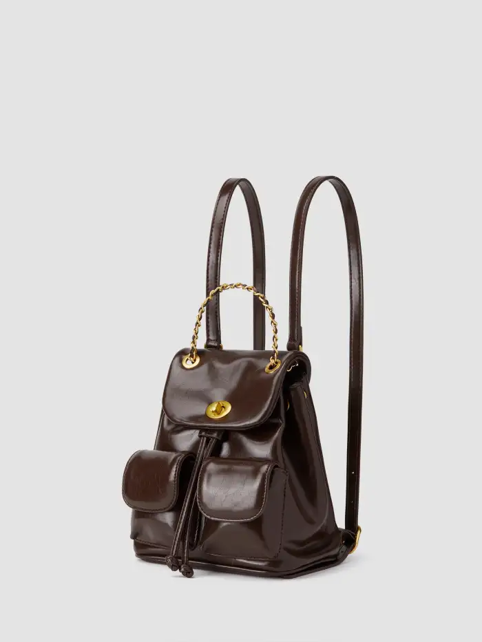 FLOWER CHARM  FAUX LEATHER HANDBAG & CROSSBODY BAG 