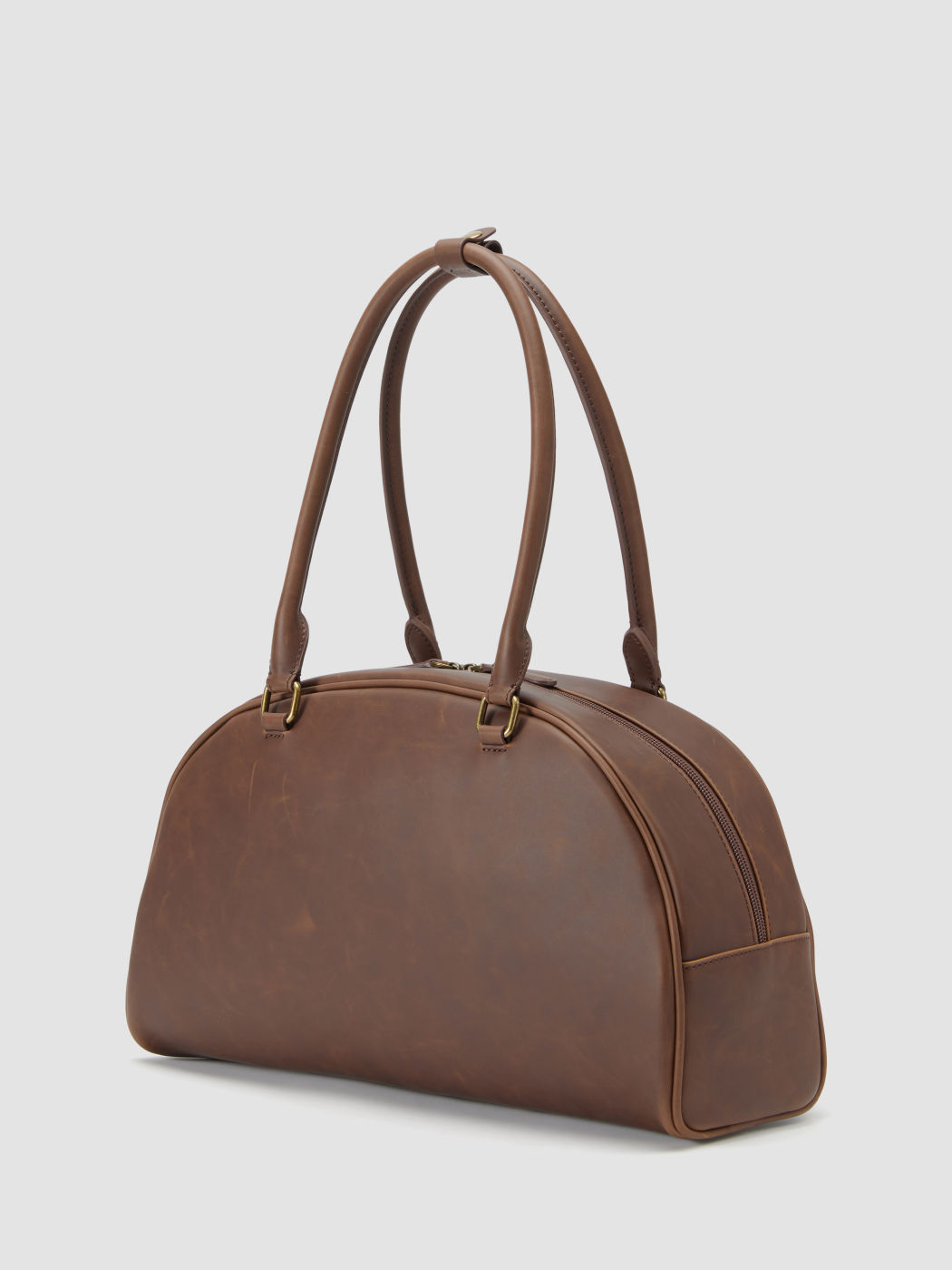 DISTRESSED SEMI-CIRCULAR SHOULDER BAG