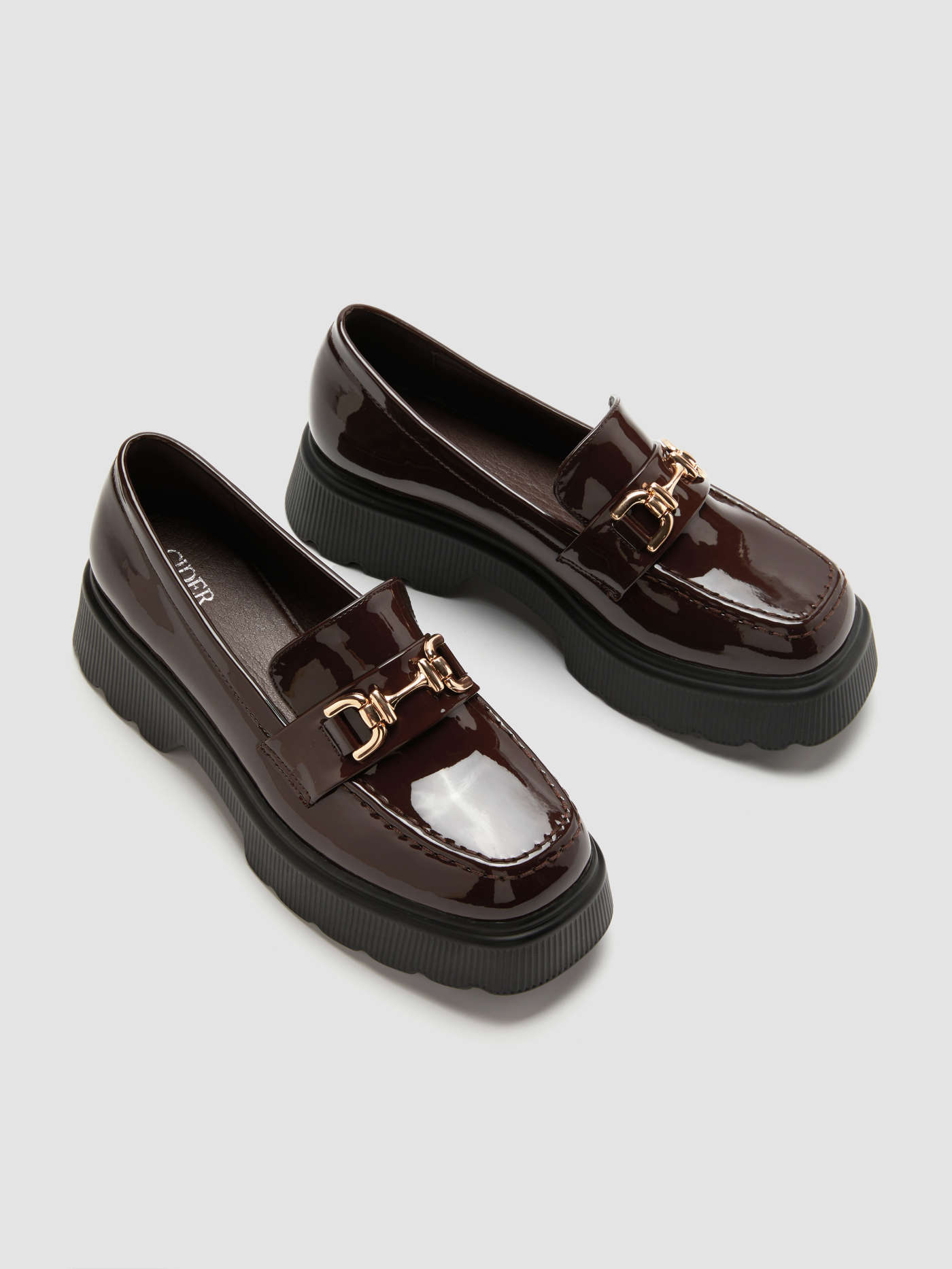 BUCKLE CHUNKY HEEL LOAFERS For School Daily Casual Work