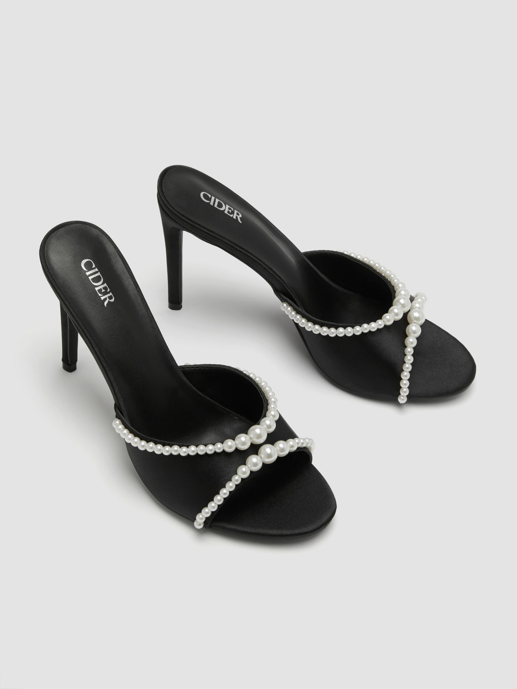 FAUX PEARL SATIN HEELS