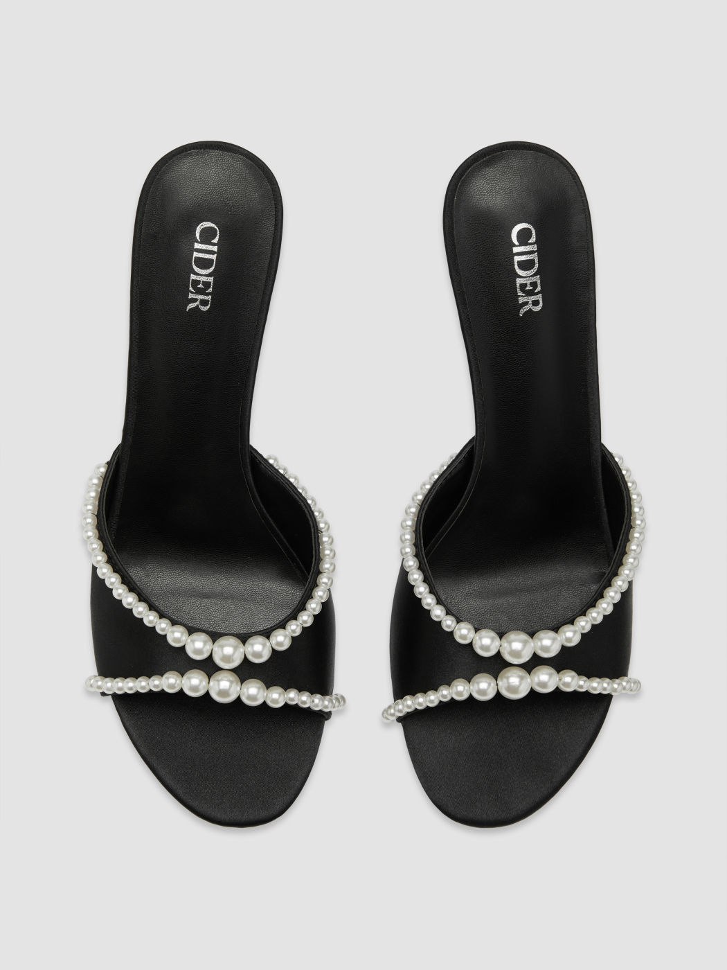 FAUX PEARL SATIN HEELS