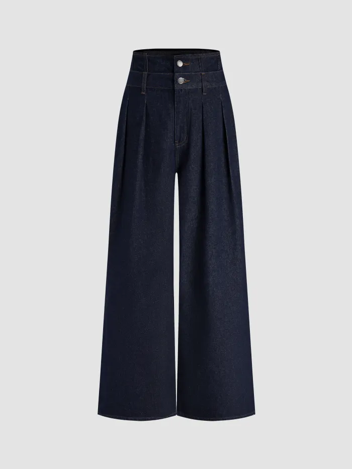 Stretch Denim Low Rise Contrasting Binding Flared Jeans With Belt