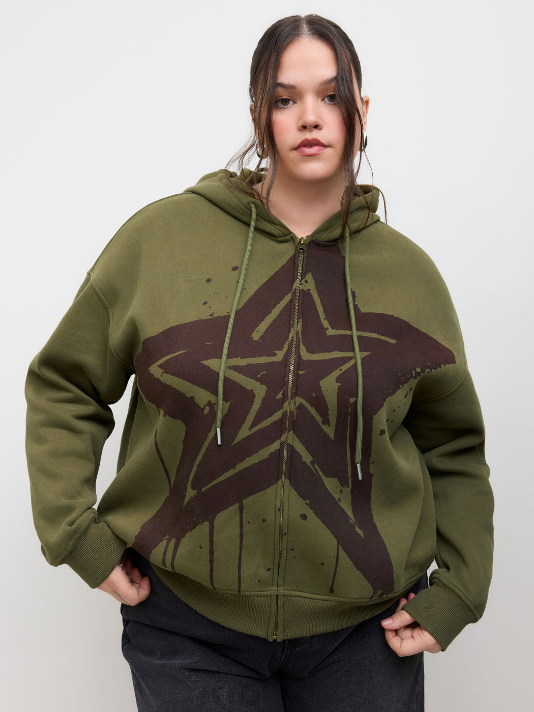 Terry Star Graphic Hoodie Curve & Plus