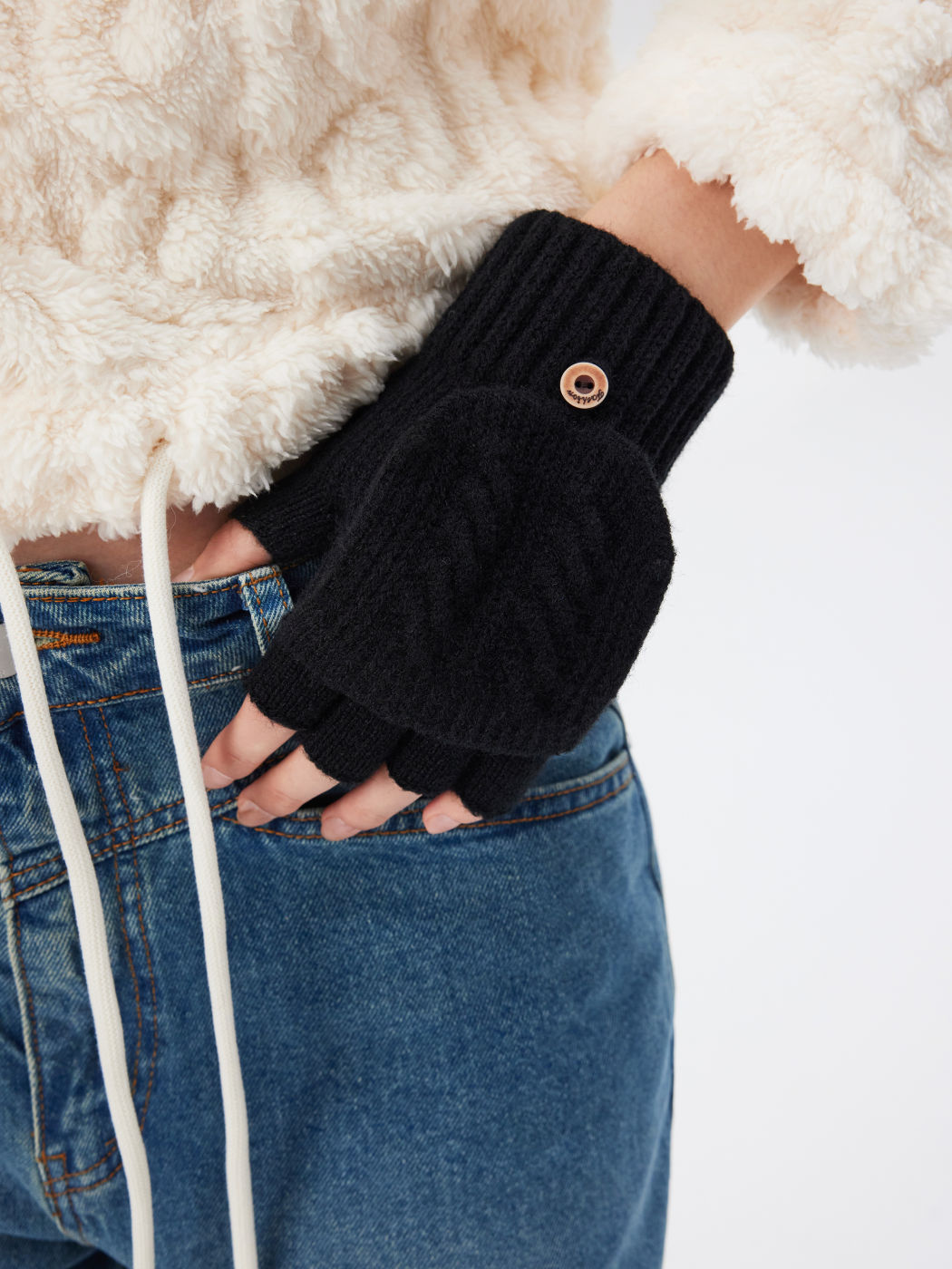 KNITTED CONVERTIBLE FINGERLESS & MITTENS GLOVES