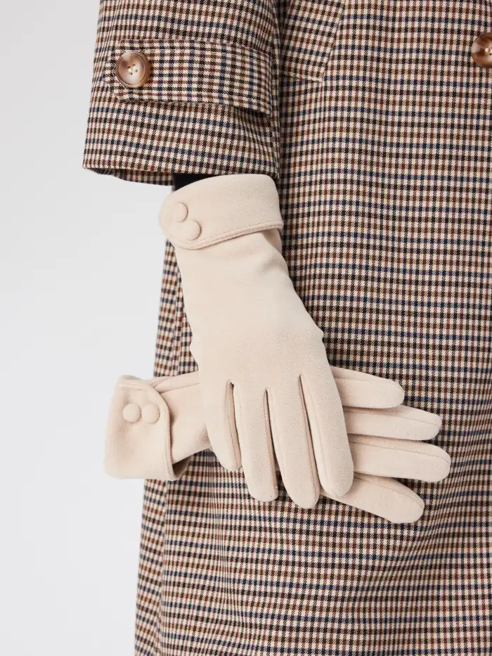Cashmere FUZZY TRIM FLEECE GLOVES For Daily Casual