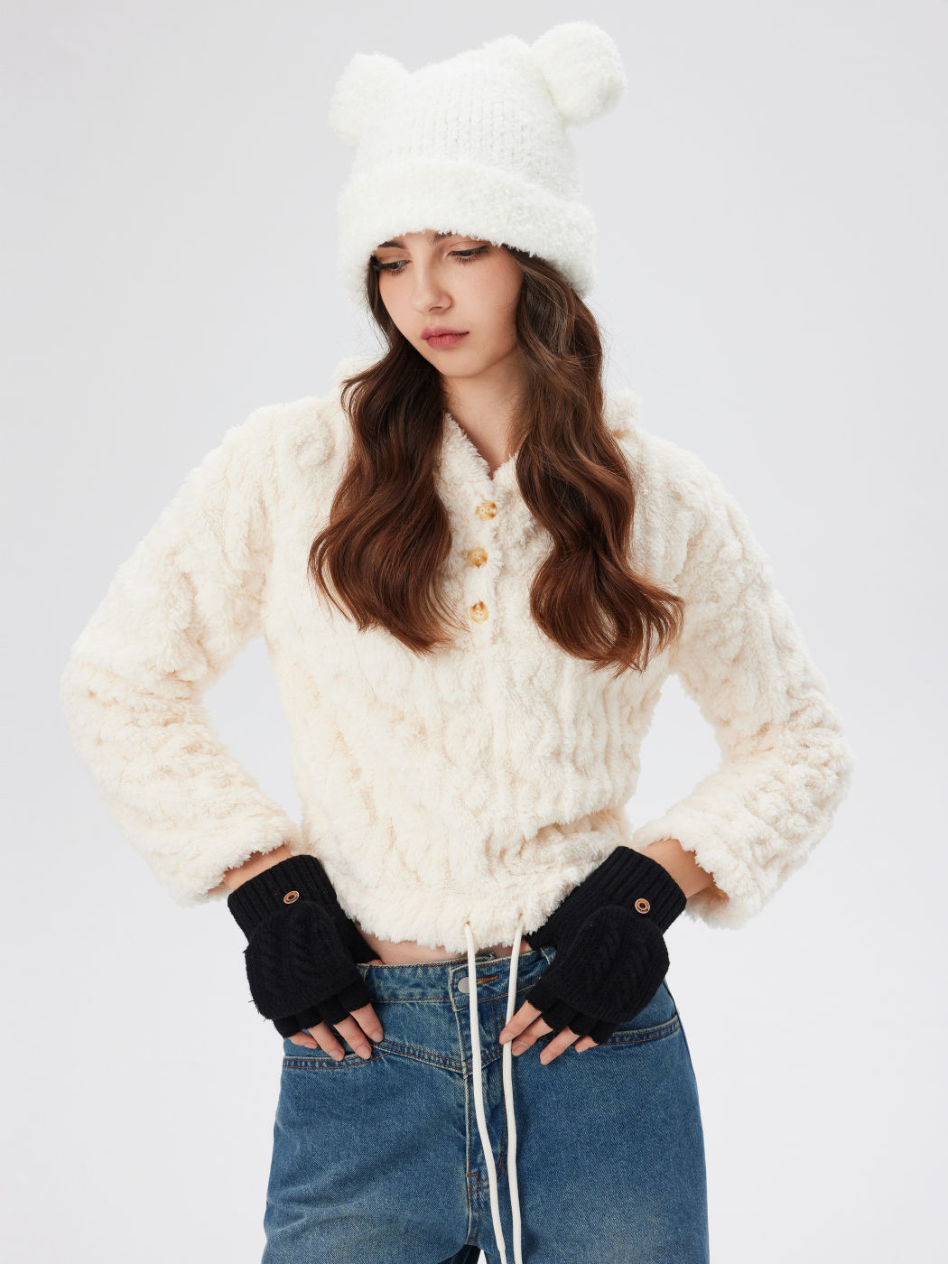 KNITTED CONVERTIBLE FINGERLESS & MITTENS GLOVES
