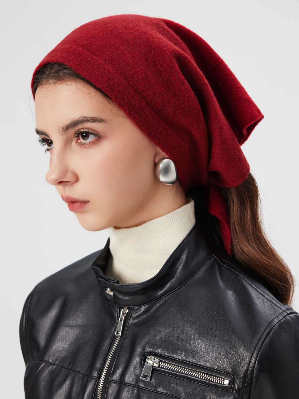 SOLID WOOL-BLEND SQUARE HEADSCARF
