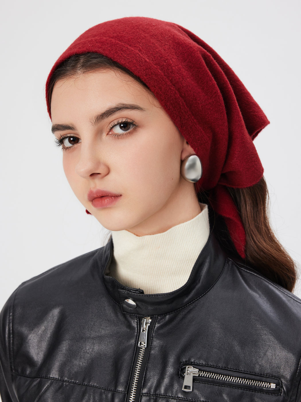 SOLID WOOL-BLEND SQUARE HEADSCARF