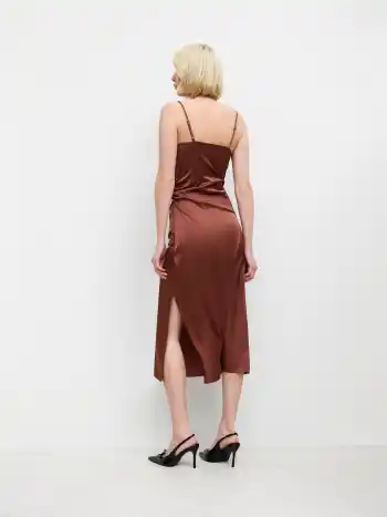Solids Midikleid aus Satin mit Schlitz