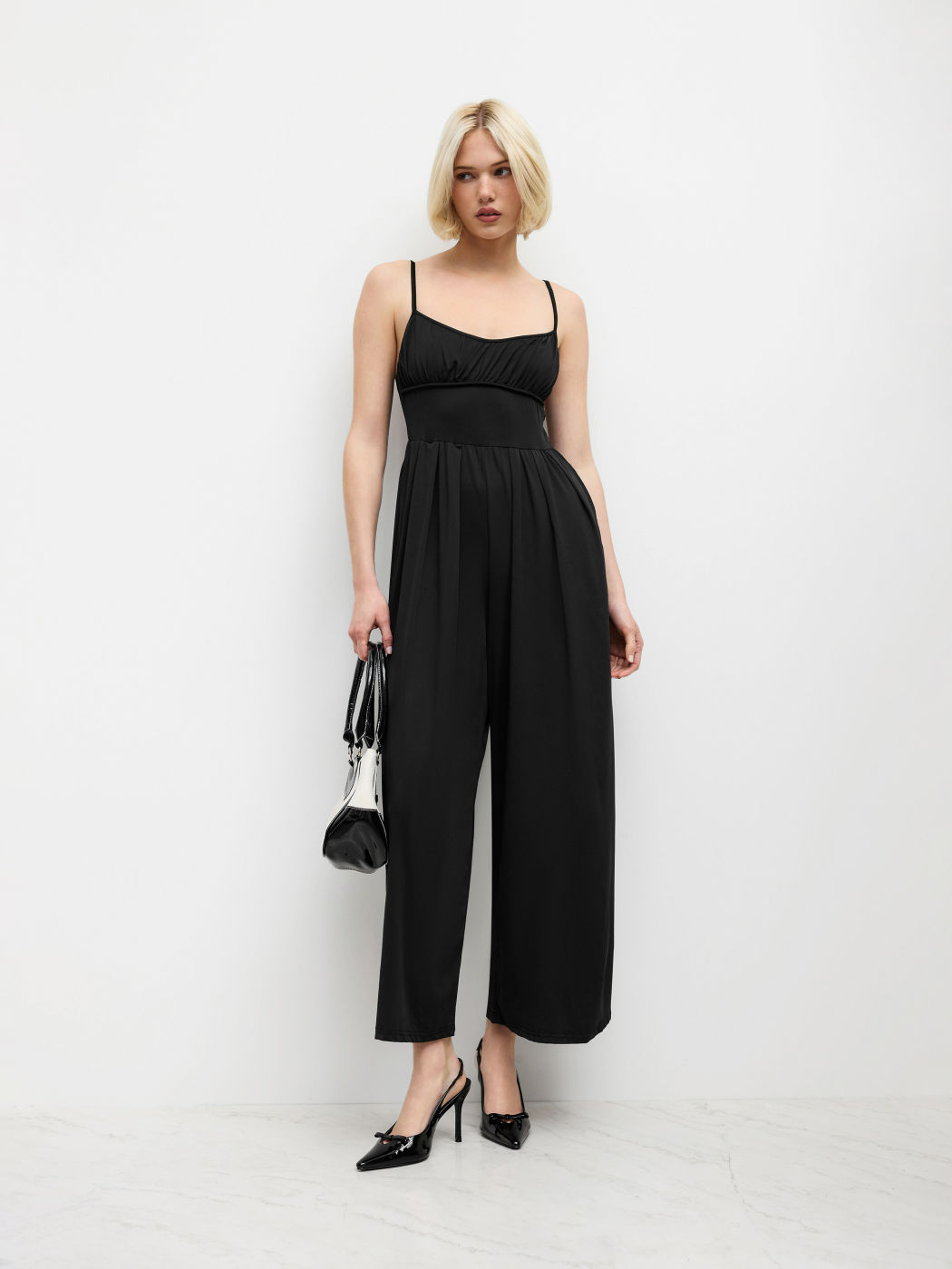 V-Ausschnitt Einfarbig Rüschen Taschen Overall