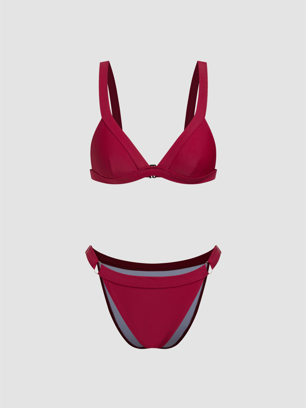 V-neck O-ring Triangle Mini Cup Cheeky Bikini Set