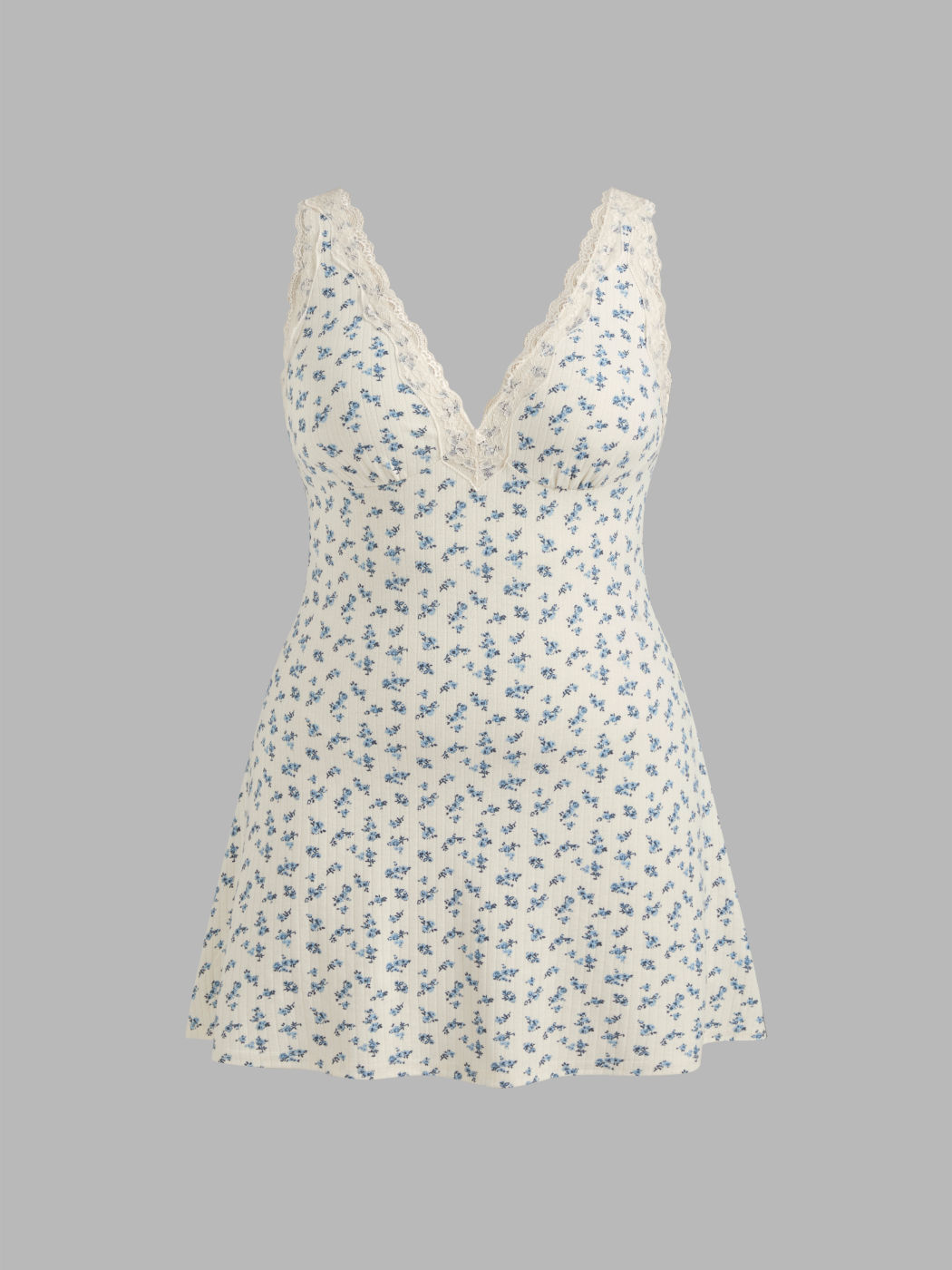 V-Ausschnitt Blumen Spitze Mini Kleid Kurve & Plus