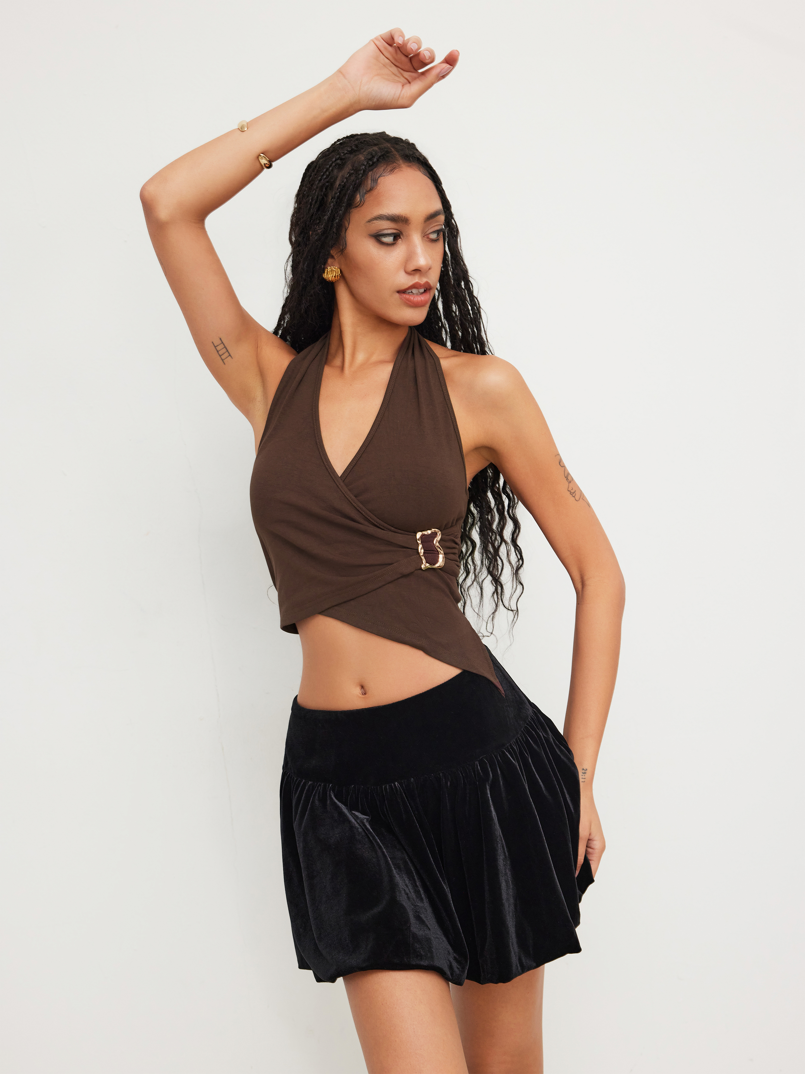 Crop Tops enveloppant avec col halter