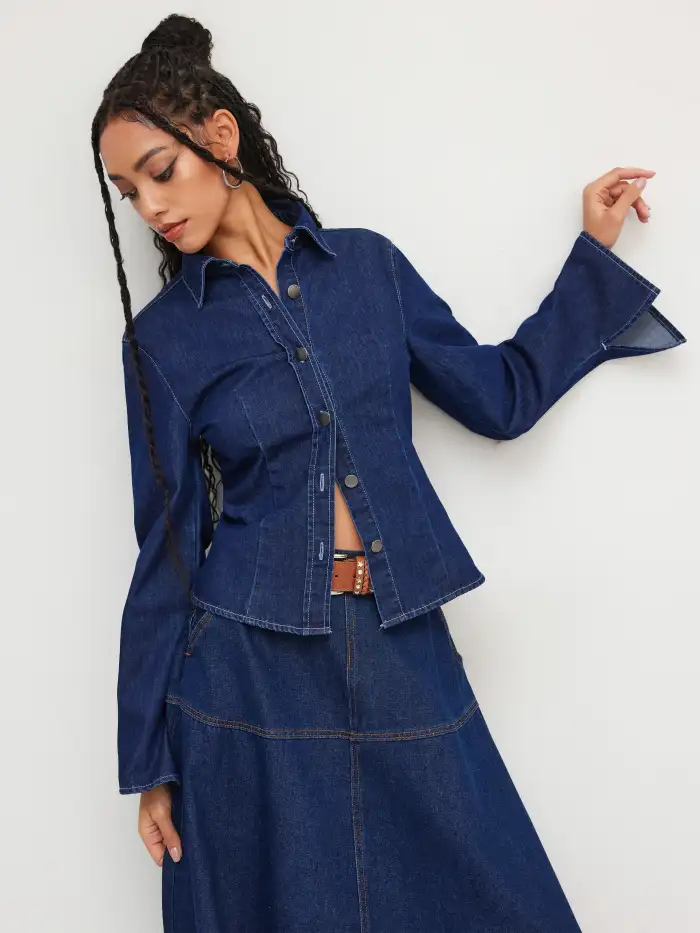 Woven Cotton-blend Low Rise Pleated Roll Hem Wide Leg Trousers For Daily Casual