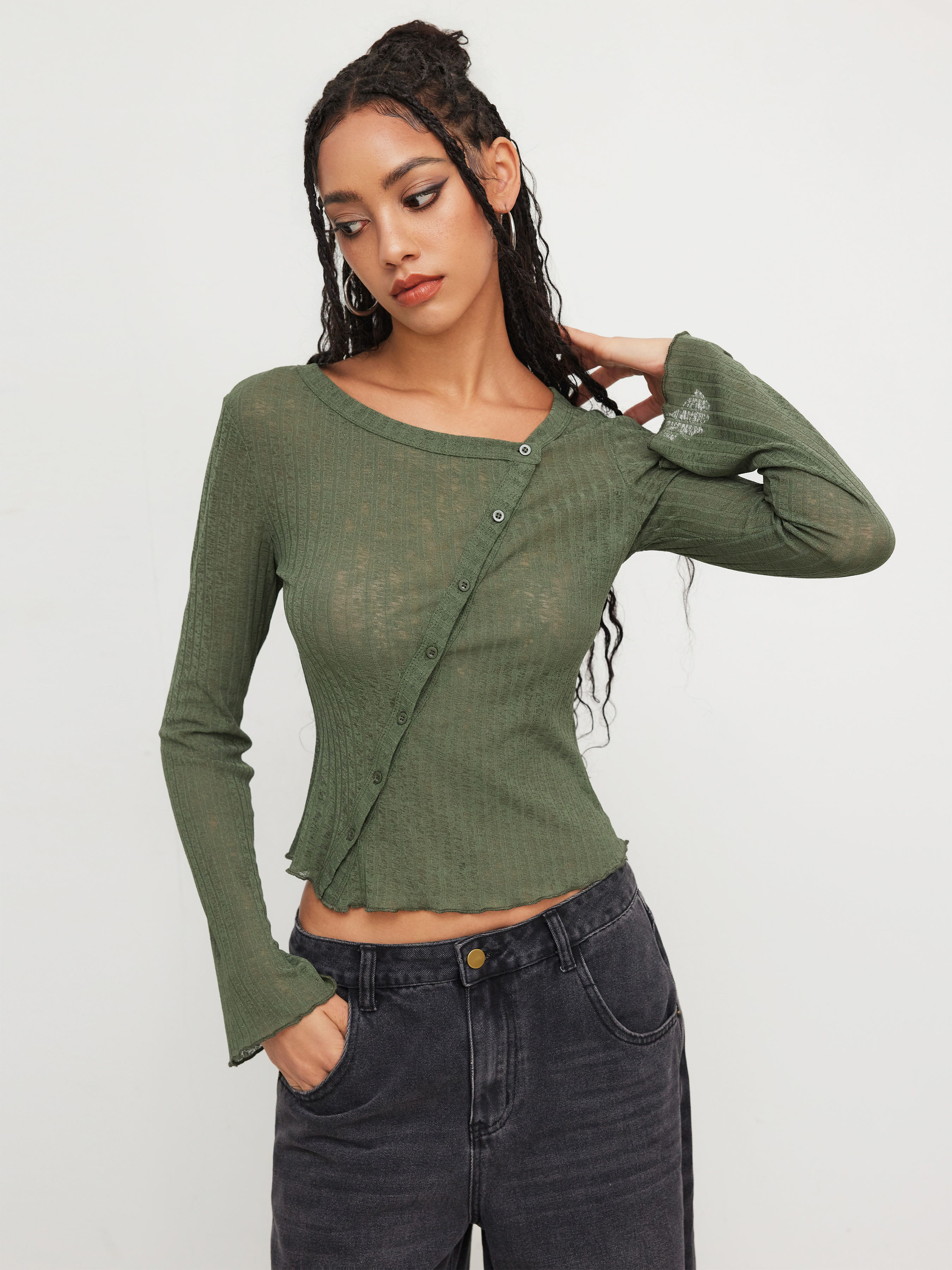 City Chic Knit Fabric Boat Neck Long Sleeve Two-piece Top