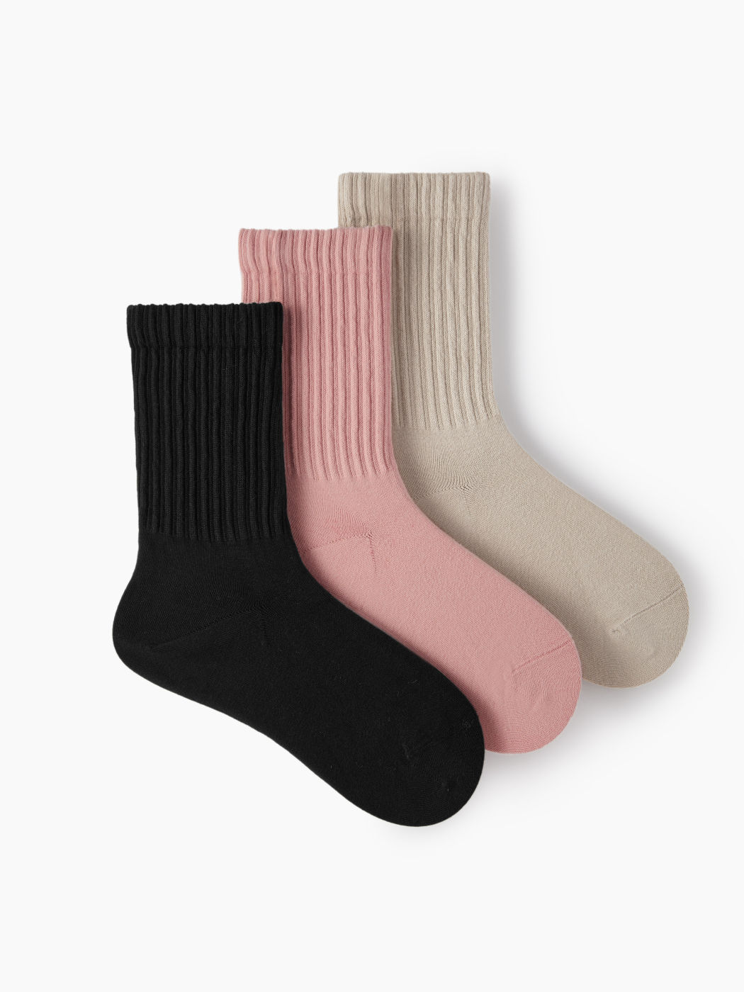 3 PAIRS RIBBED CREW SOCKS