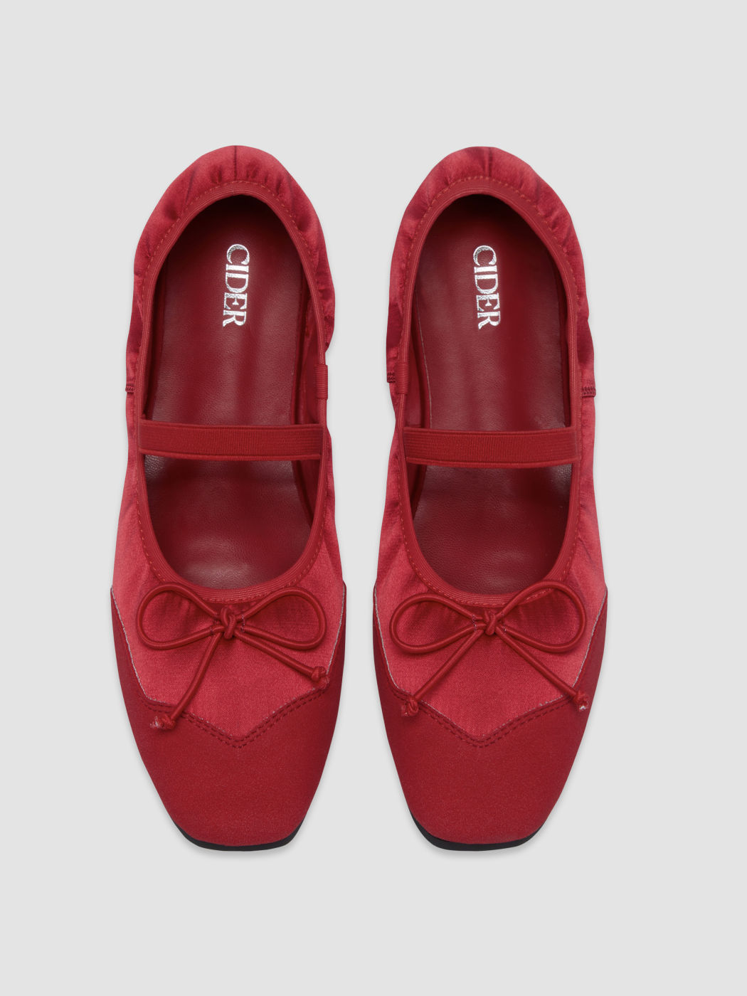 SATIN & FAUX LEATHER MARY JANE FLATS