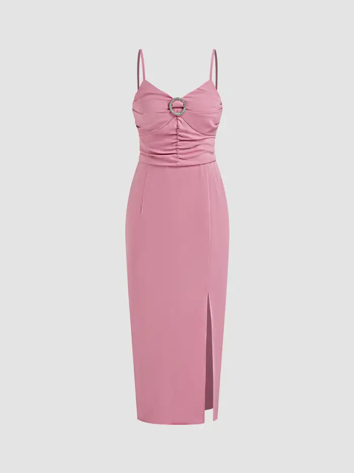 Solid color slim dress - Cider