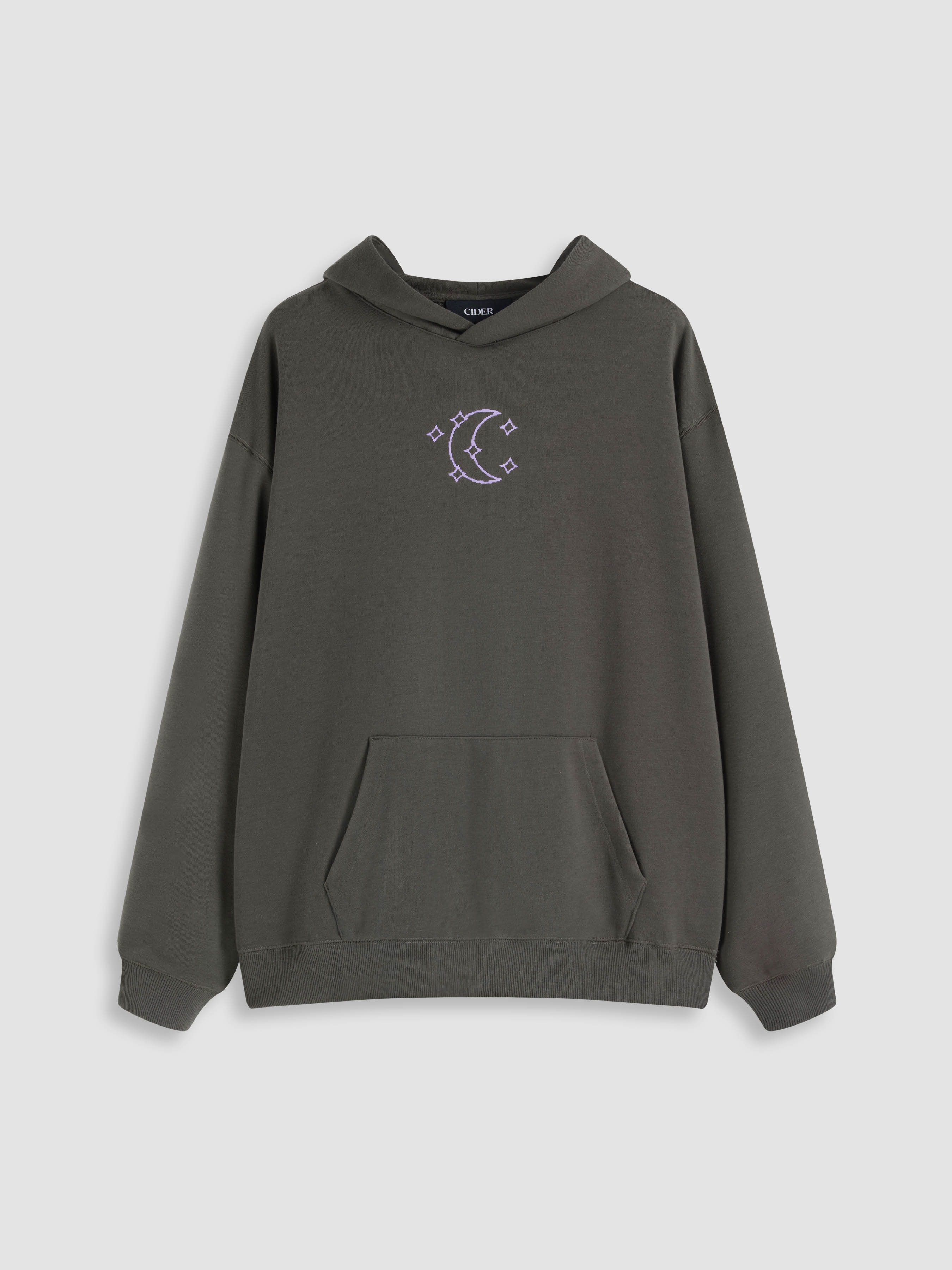Terry Terry Star Pattern Zip Up Oversized Hoodie For School