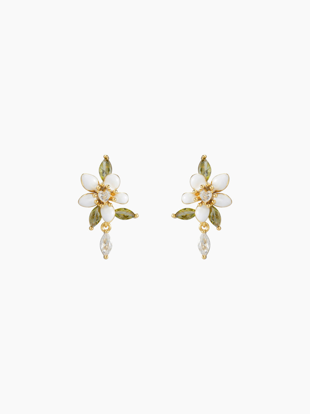 Blumen- und Blatt-Zirkon-Stud-Ohrringe