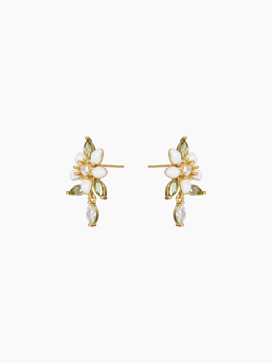 Blumen- und Blatt-Zirkon-Stud-Ohrringe