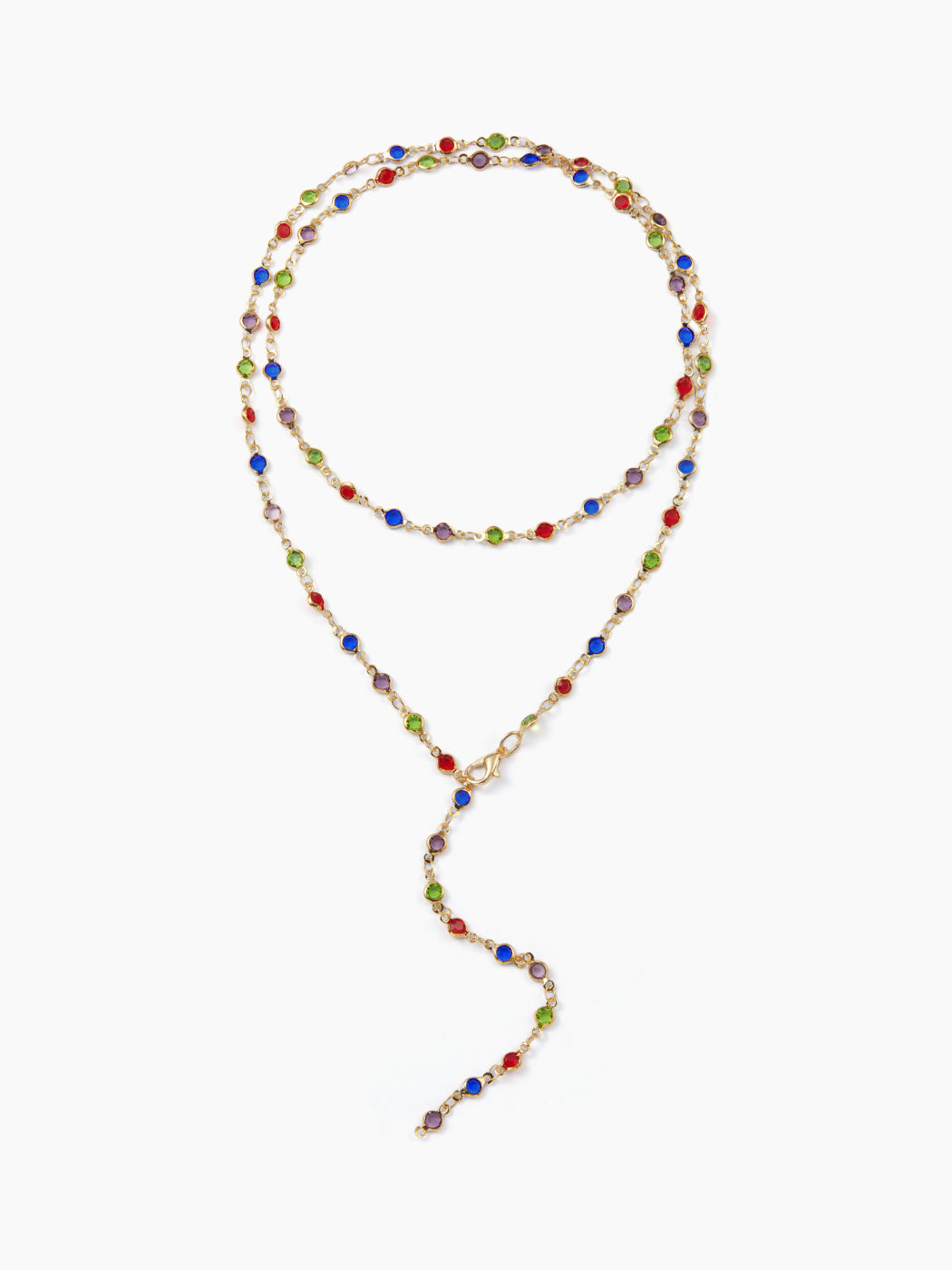 COLORFUL RHINESTONE LONG NECKLACE