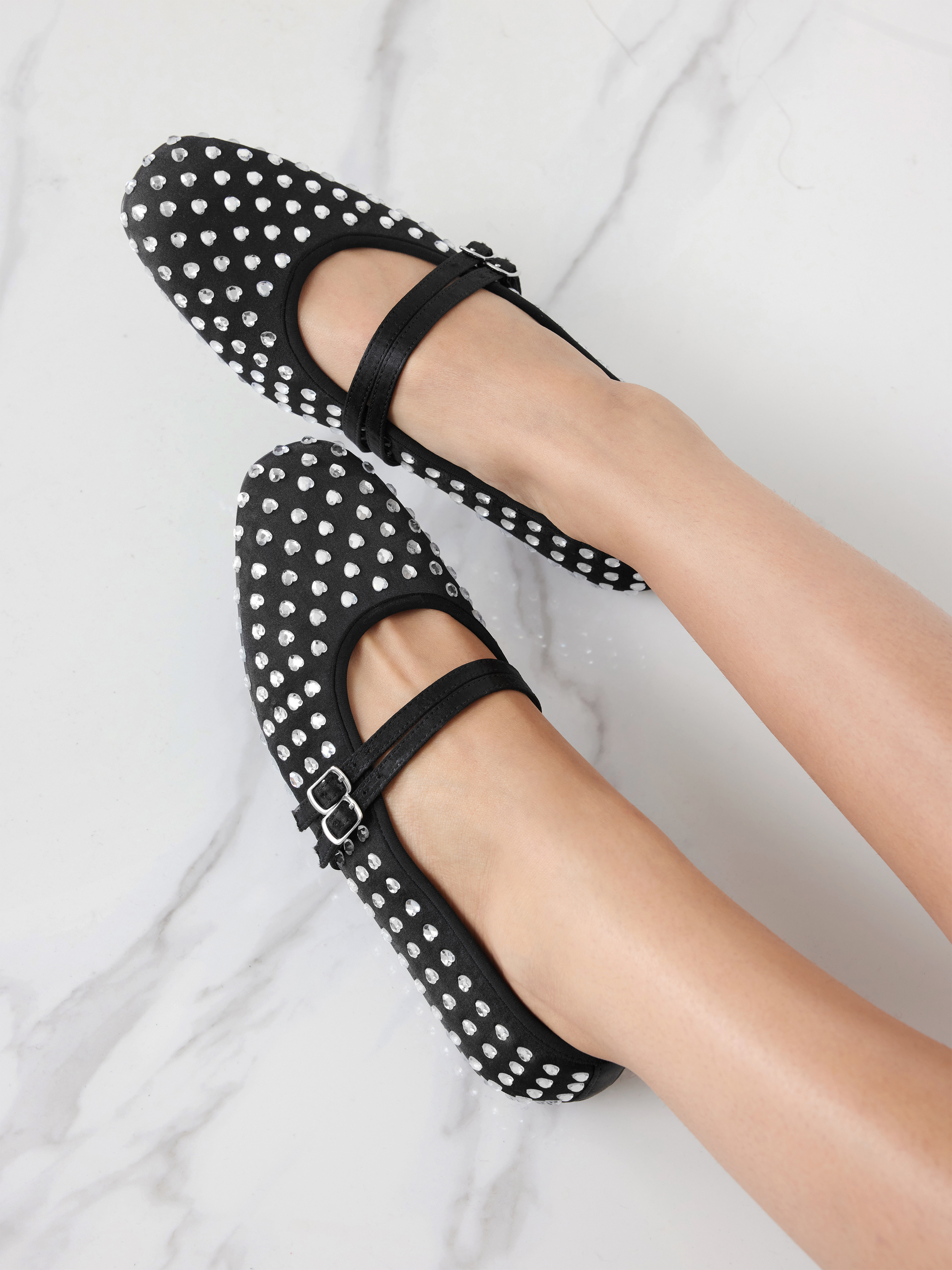 Ballerine Donna MIRAAZZURRA Piatte Con Strass – Punta Rotonda, Fibbia Regolabile, Lato Elastico, Comode Per Lavoro E Tempo Libero