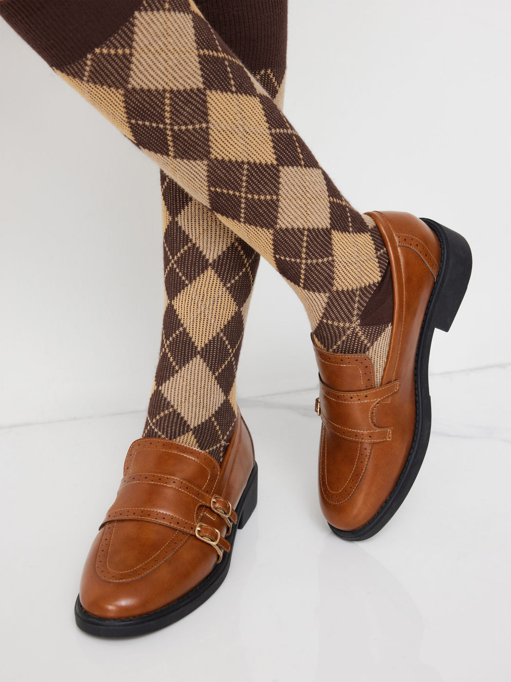 Vintage-Effekt Doppel-Schnallen Loafers