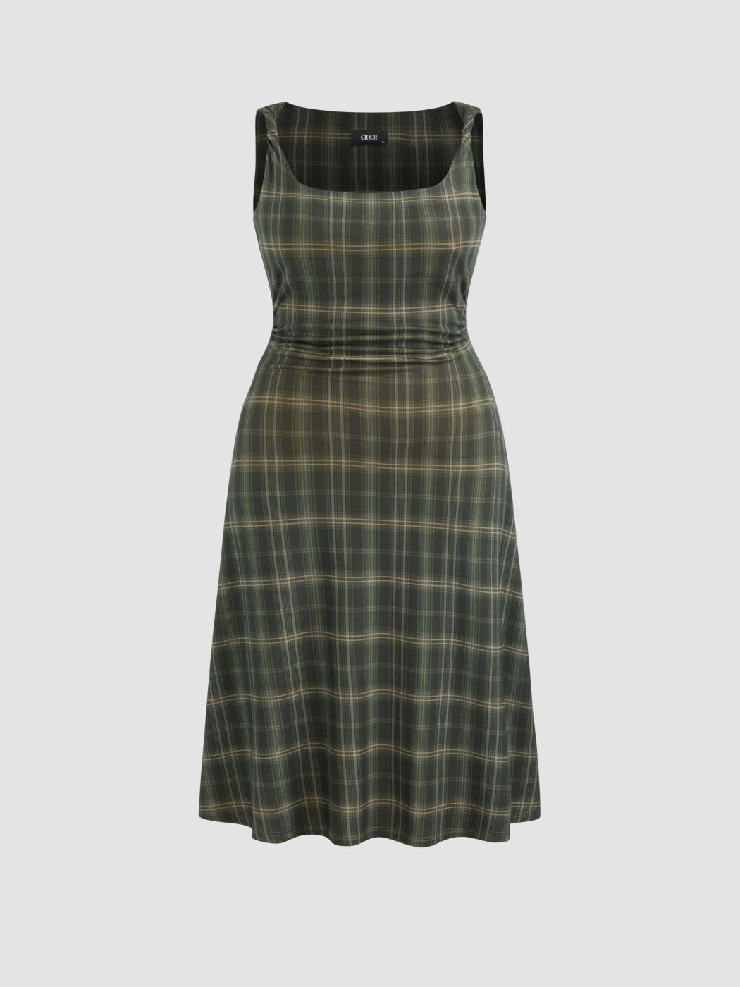 U-Ausschnitt Tartan Rüschen Midikleid Kurve & Plus