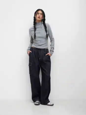 Denim Low-Rise Bundbänder Cargo Joggerhosen